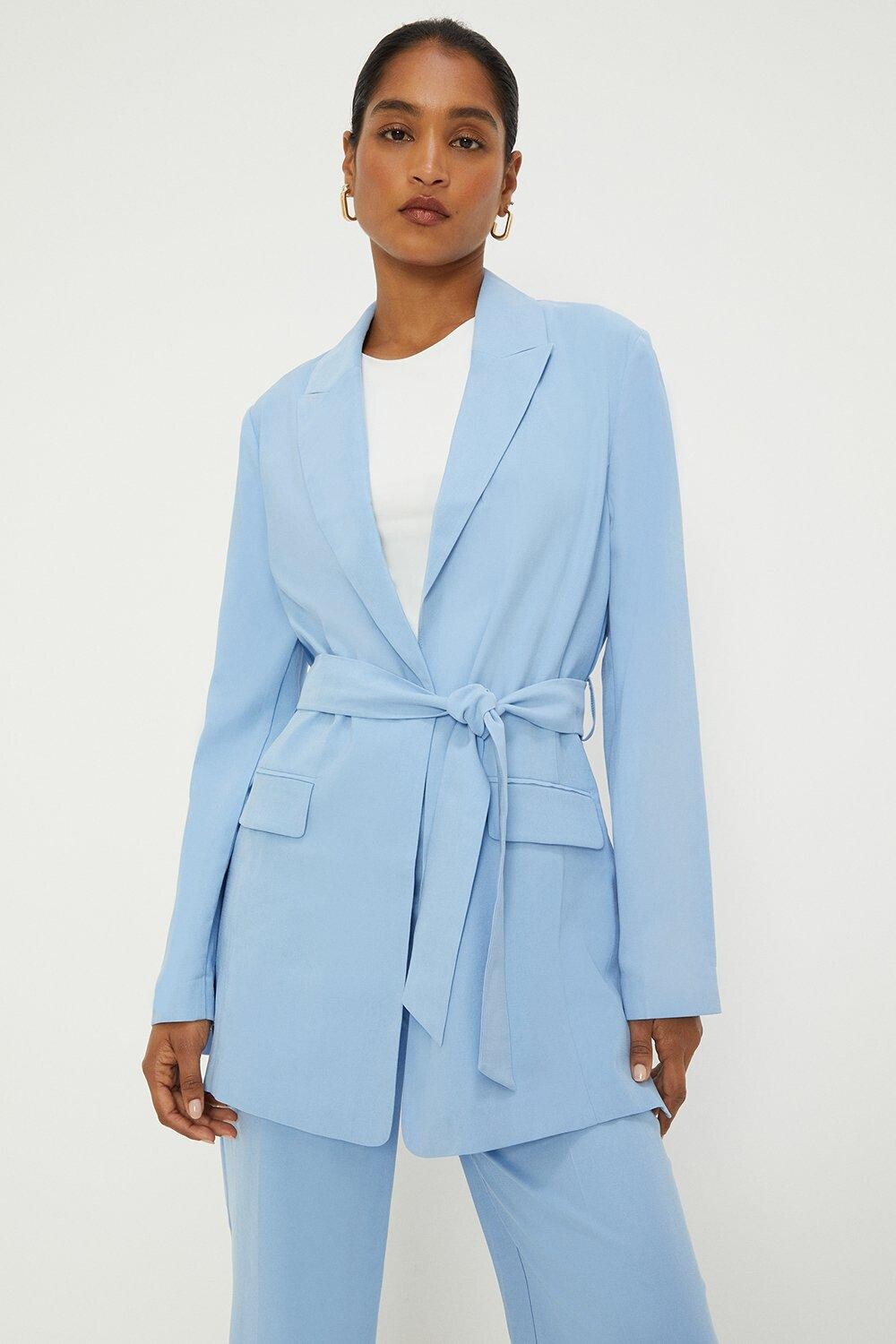 

Блейзер с поясом и карманом Dorothy Perkins, синий