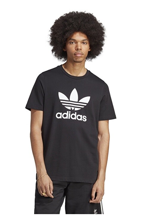 

Простая черная мужская футболка с круглым вырезом Adidas, Черный