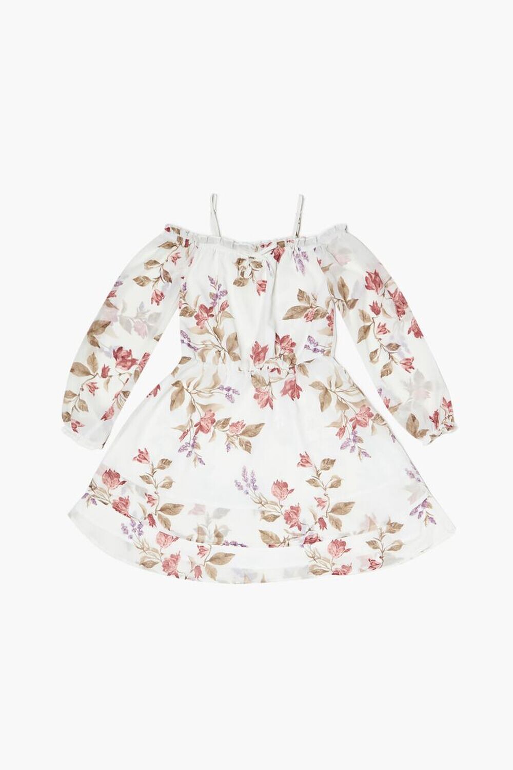 

Платье с открытыми плечами и цветочным принтом для девочек Forever 21, белый