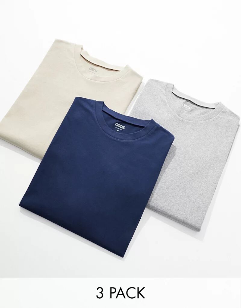 Комплект из трех футболок оверсайз разных цветов ASOS