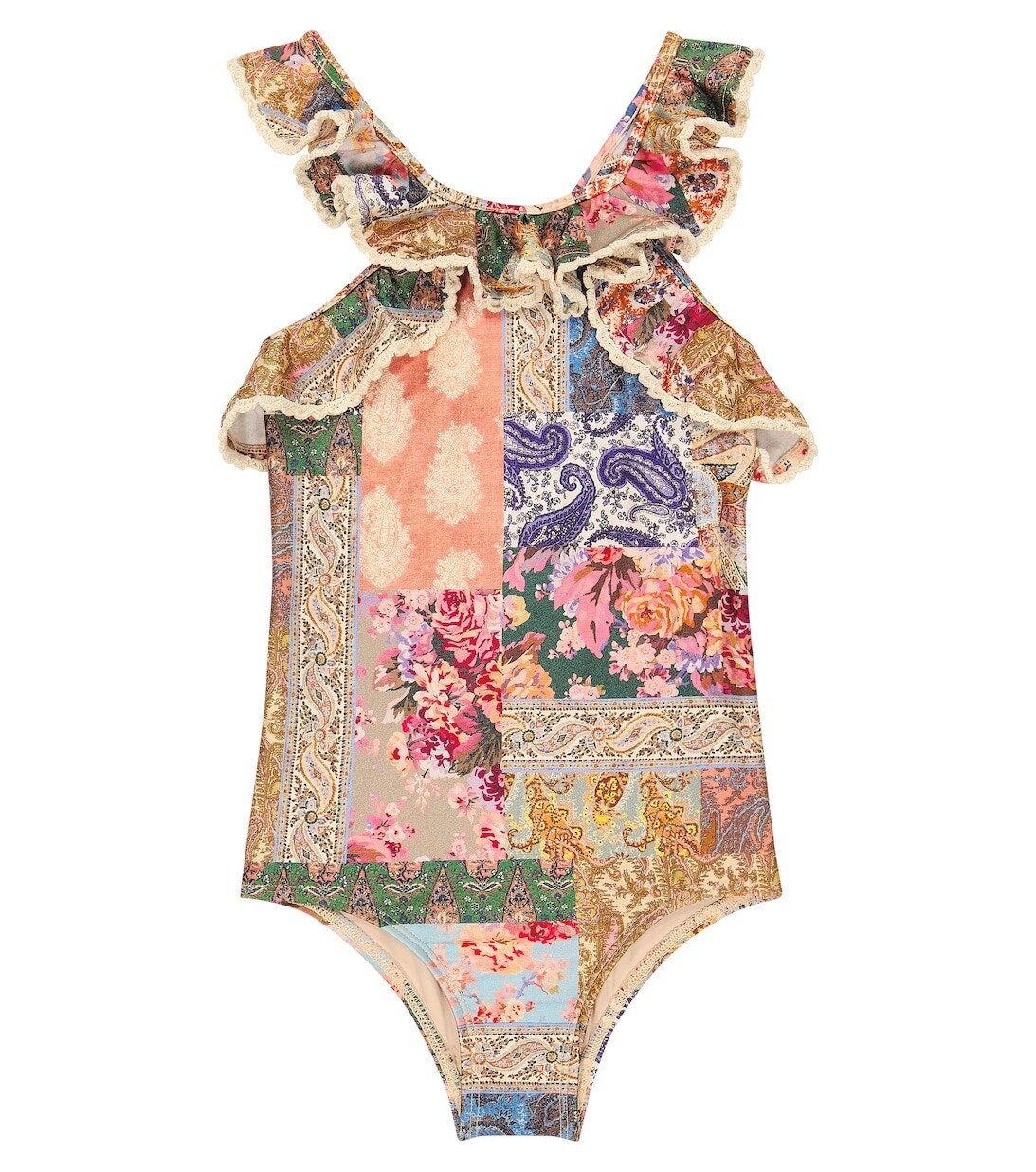 

Купальник с оборками и узором пейсли Zimmermann Kids, разноцветный