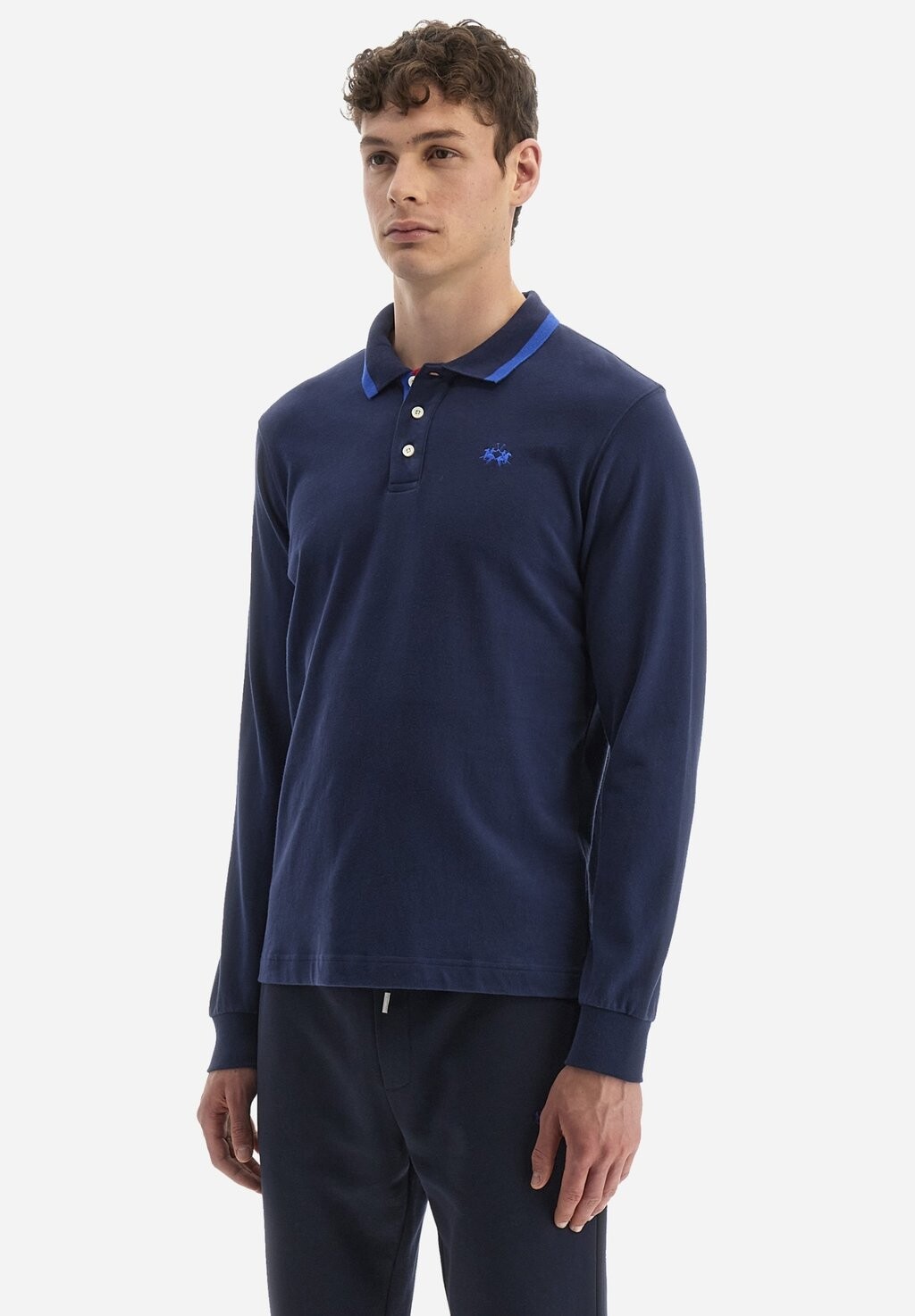 Поло LONG-SLEEVED POLO SHIRT La Martina, голубовато-серый