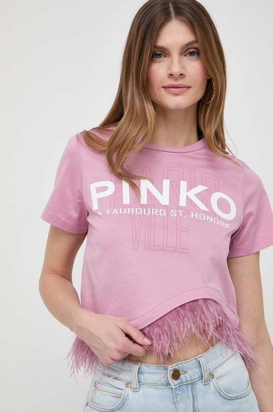 

Хлопковая футболка Pinko, розовый