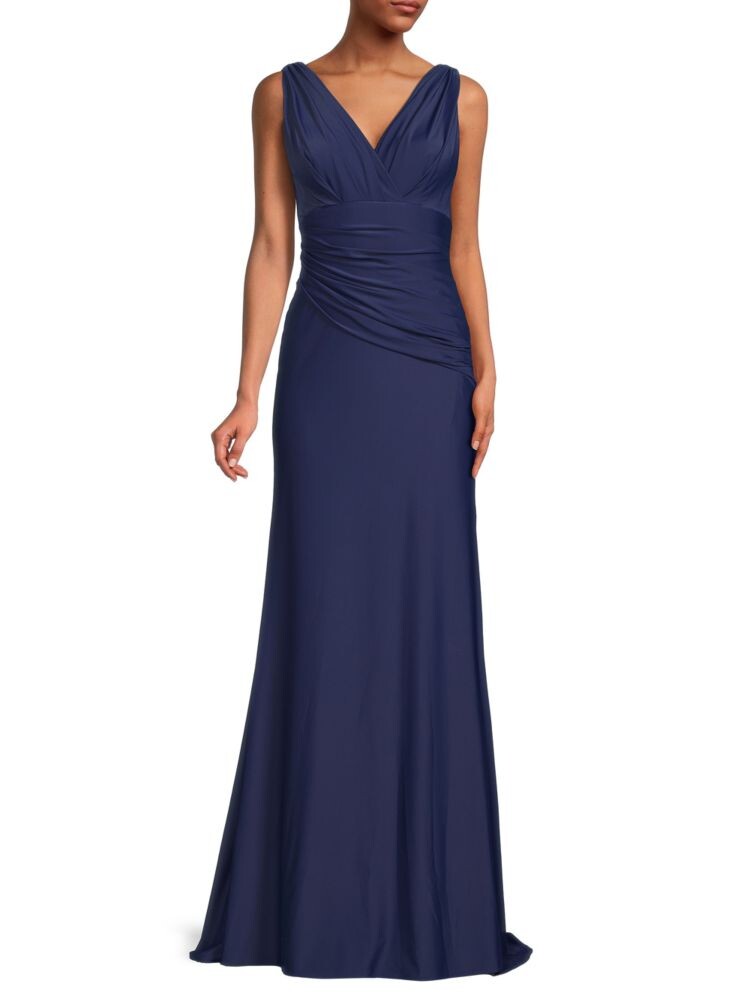 

Драпированное платье Surplice Rene Ruiz Collection, темно-синий