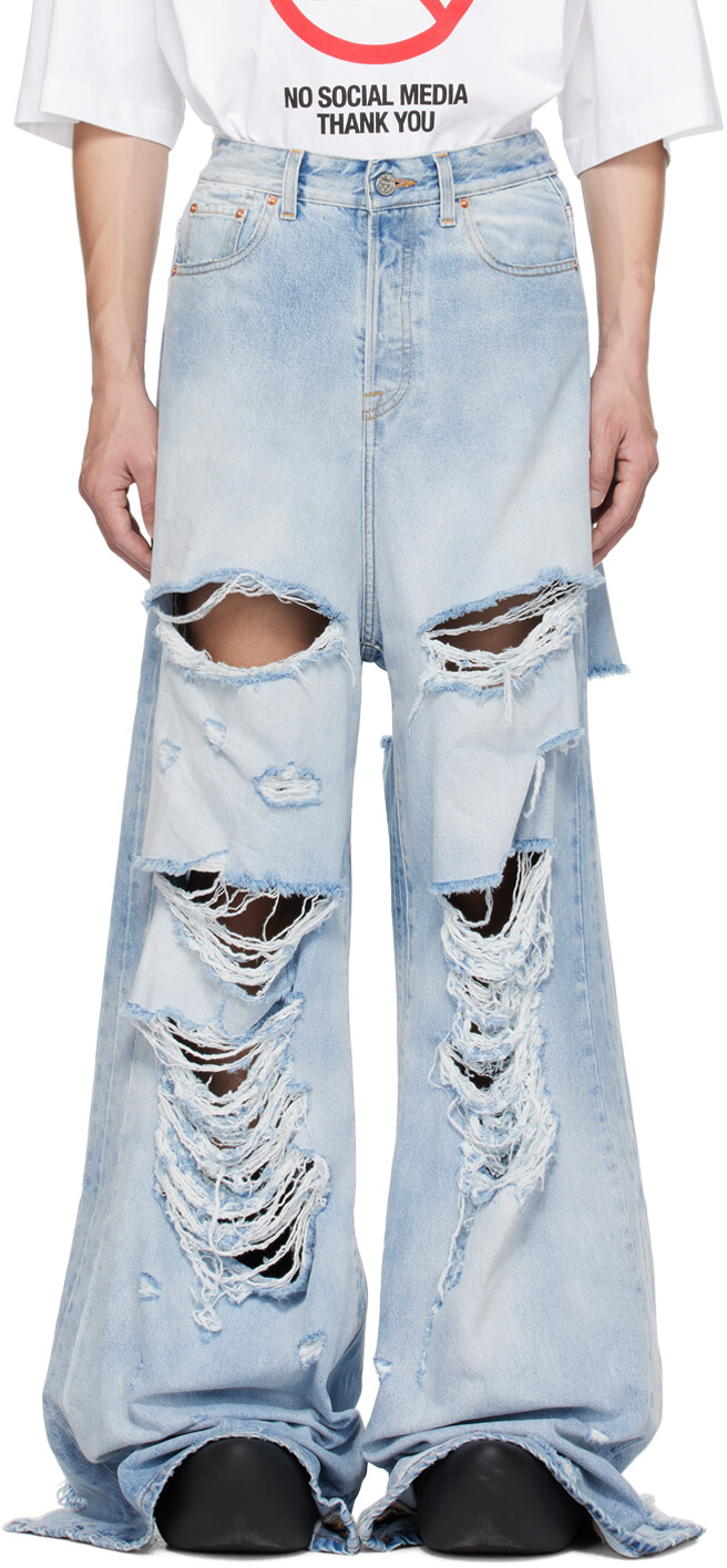 

Синие потертые джинсы светлые VETEMENTS