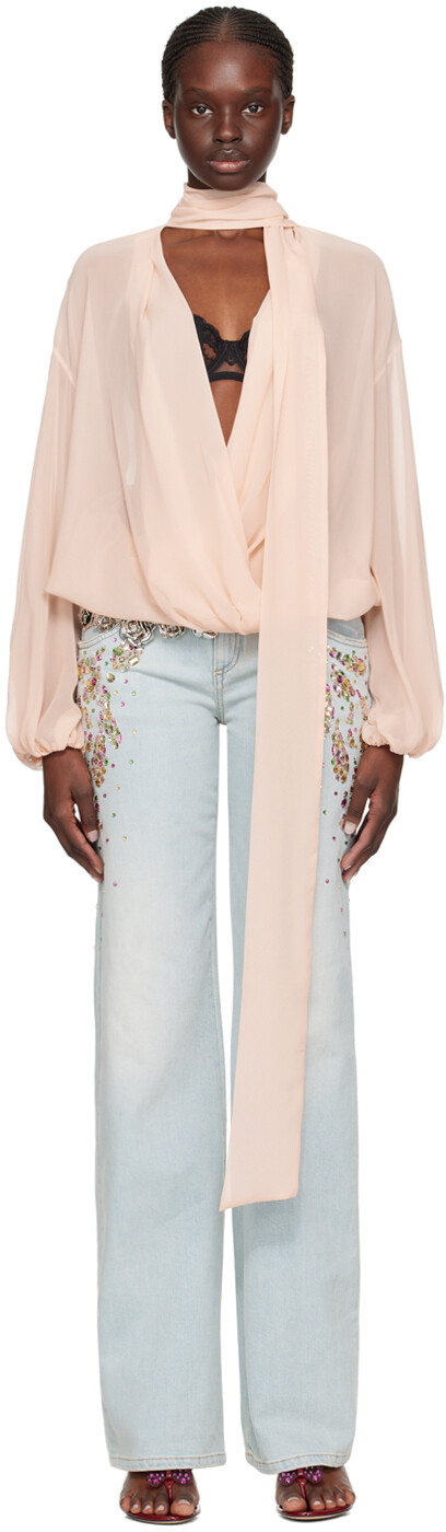 

Розовая прозрачная блузка Blumarine
