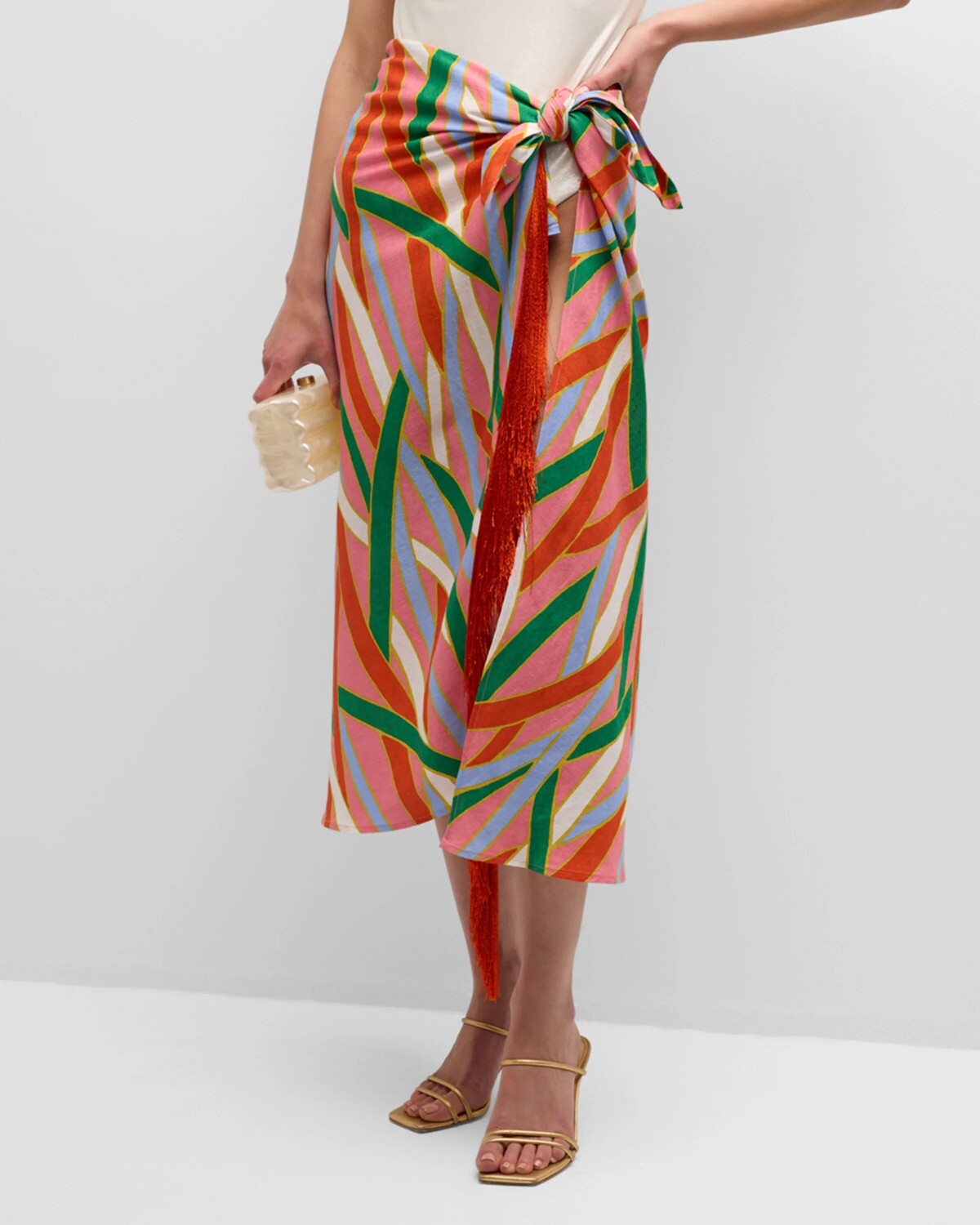 

Юбка макси с бахромой Romilly Cult Gaia, цвет Vintage Stripe Print