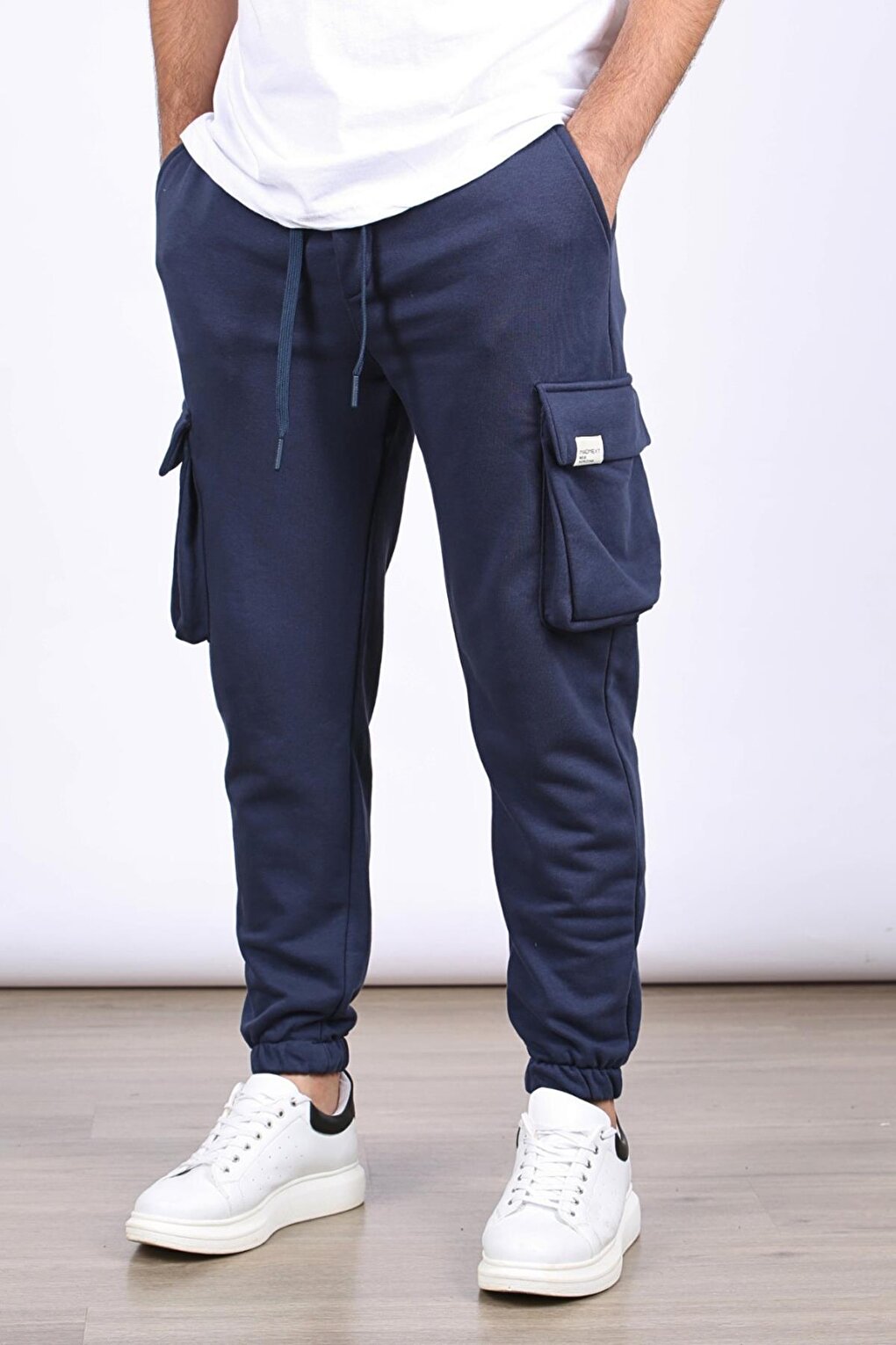 Темно-синие мужские спортивные штаны с эластичными карманами-карго 6514 MADMEXT фото