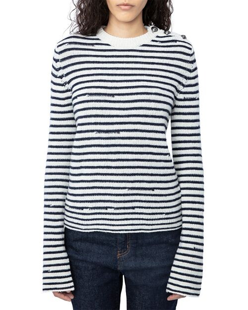 

Джейд Кашемир и amp; Шерстяной полосатый свитер Zadig & Voltaire, цвет White