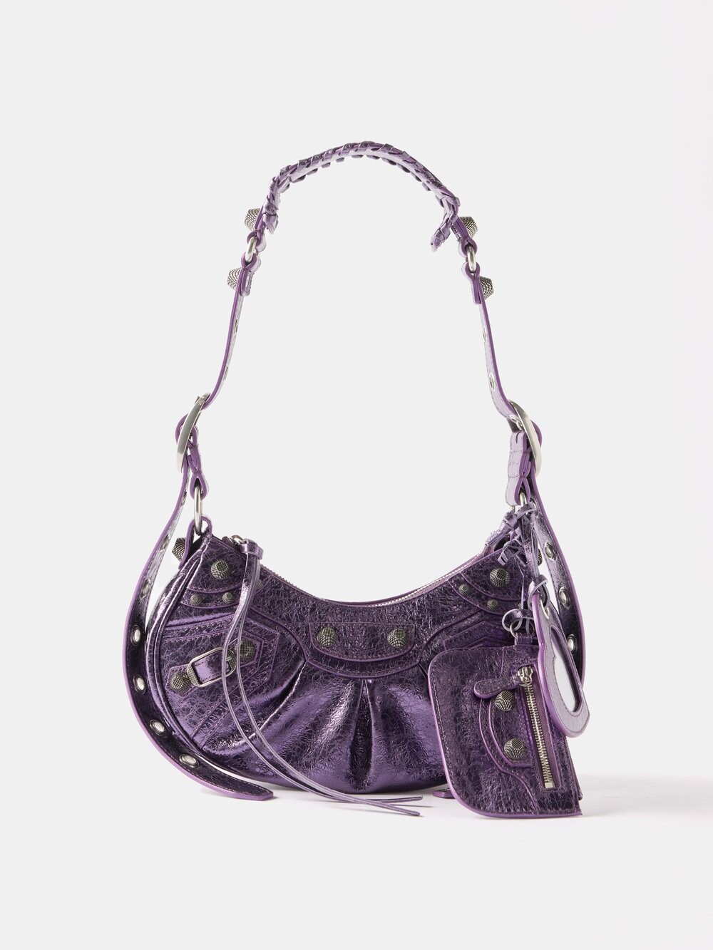 

Сумка через плечо le cagole xs из металлизированной кожи Balenciaga, фиолетовый