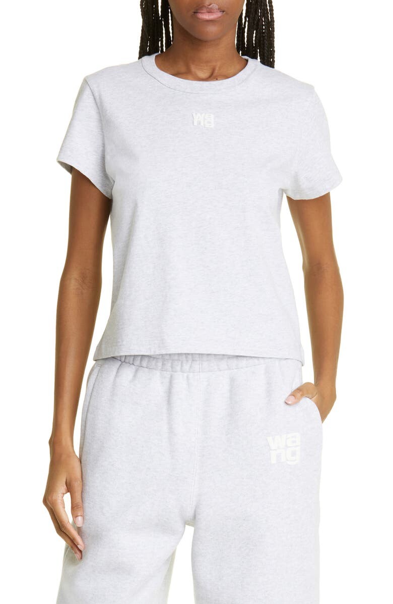 

Женская укороченная хлопковая футболка с логотипом ALEXANDERWANG.T