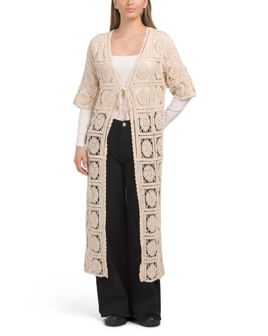 

Длинное кимоно крючком Lulla Collection By Bindya, слоновая кость