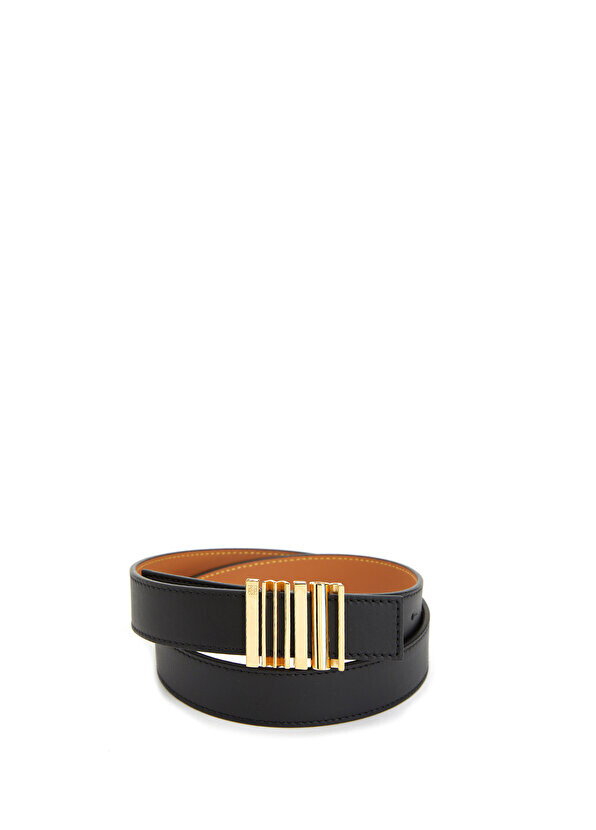 

Женский кожаный ремень с пряжкой из черного золота Loewe