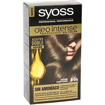Стойкая краска для волос Oleo Intense 5-54 Светло-пепельно-коричневый 50 мл, Syoss краска для волос 5 54 пепельно русая syoss oleo 1 упаковка