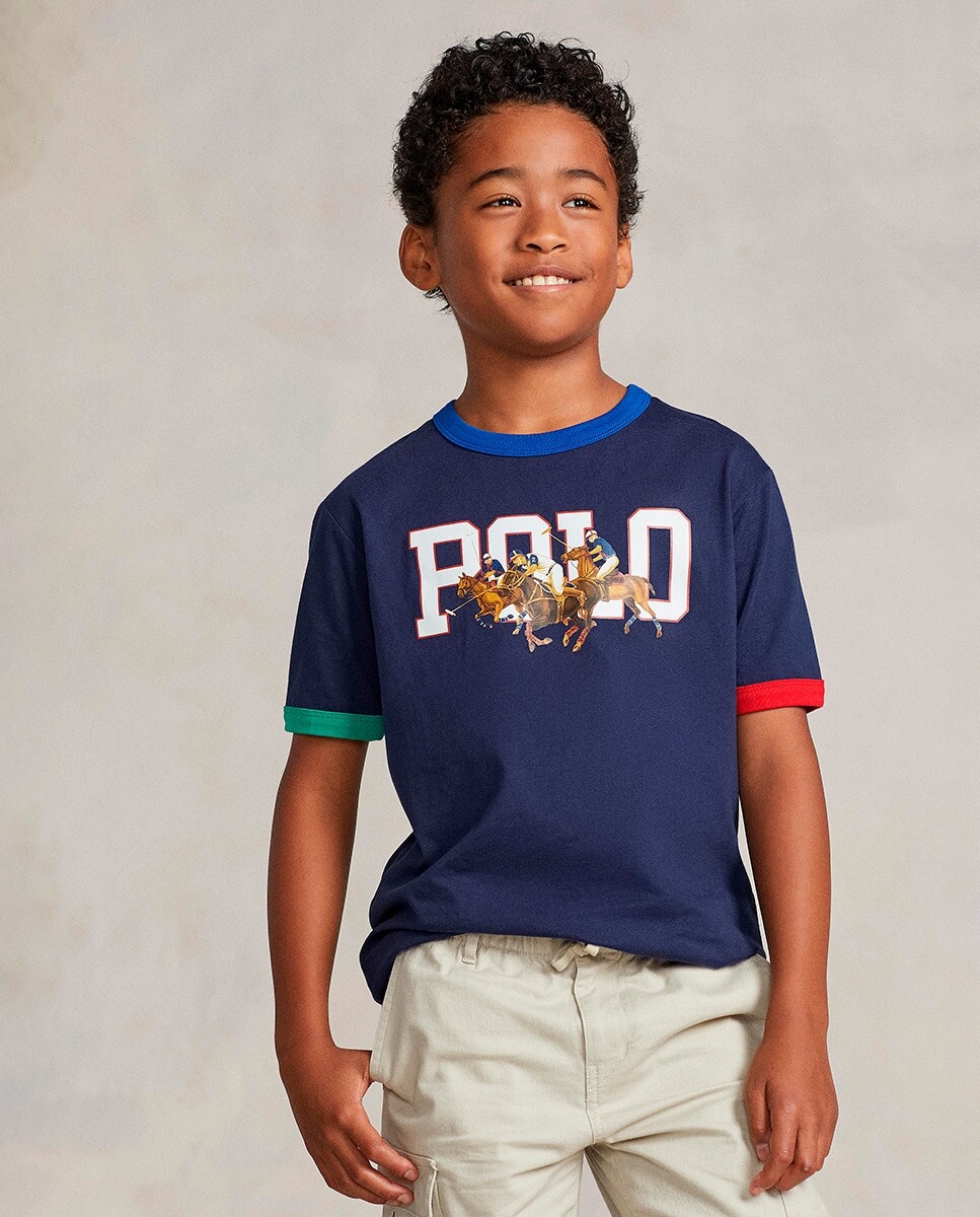 

Футболка для мальчика из 100% хлопка и футболка-поло Polo Ralph Lauren, темно-синий