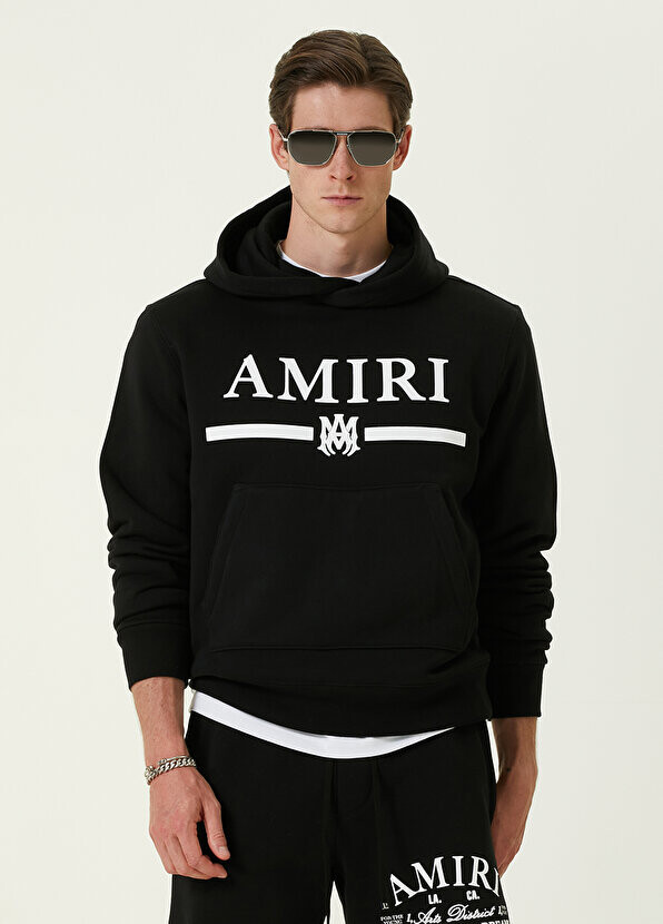 

Черный свитшот с капюшоном и логотипом Amiri