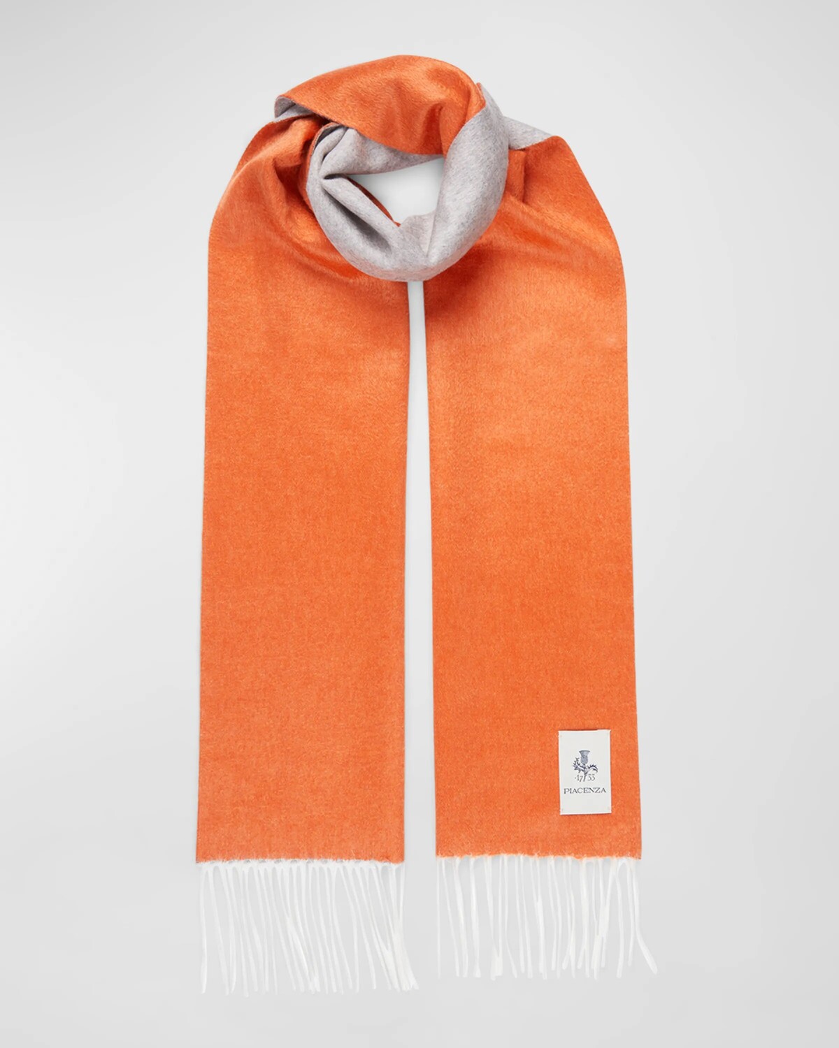 

Мужской двухцветный шарф из кашемира и шелка Piacenza, цвет Orange Gray