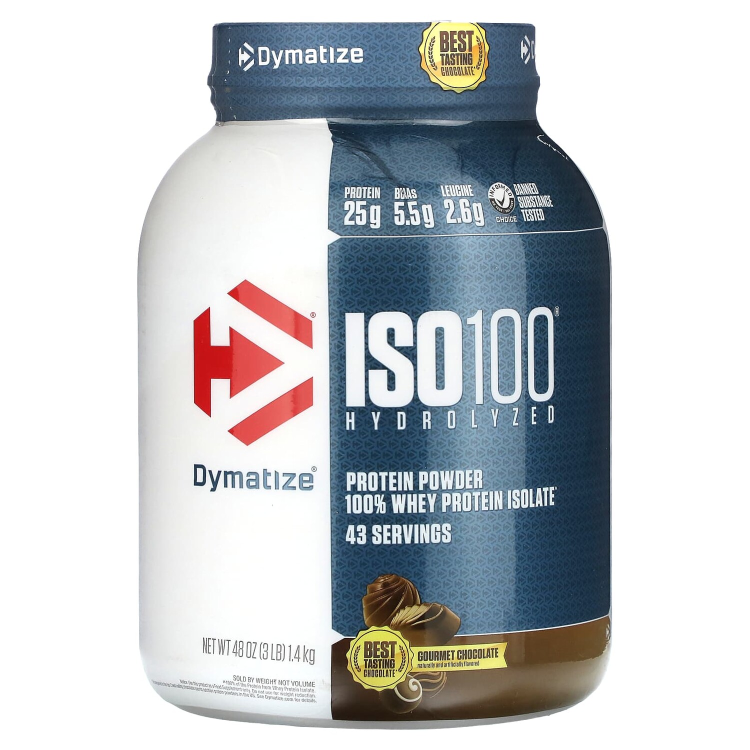 

ISO100, гидролизованный, 100% изолят сывороточного протеина, шоколад для гурманов, 1,4 кг (3 фунта), Dymatize