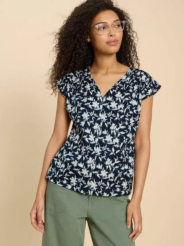 

Блуза White Stuff White Stuff Rae Floral Organic Cotton, темно-синий