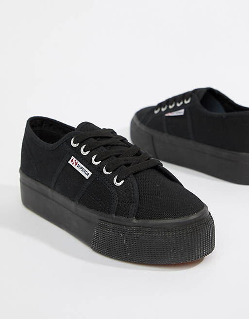 

Черные кроссовки на платформе Superga 2790 linea из парусины, Черный