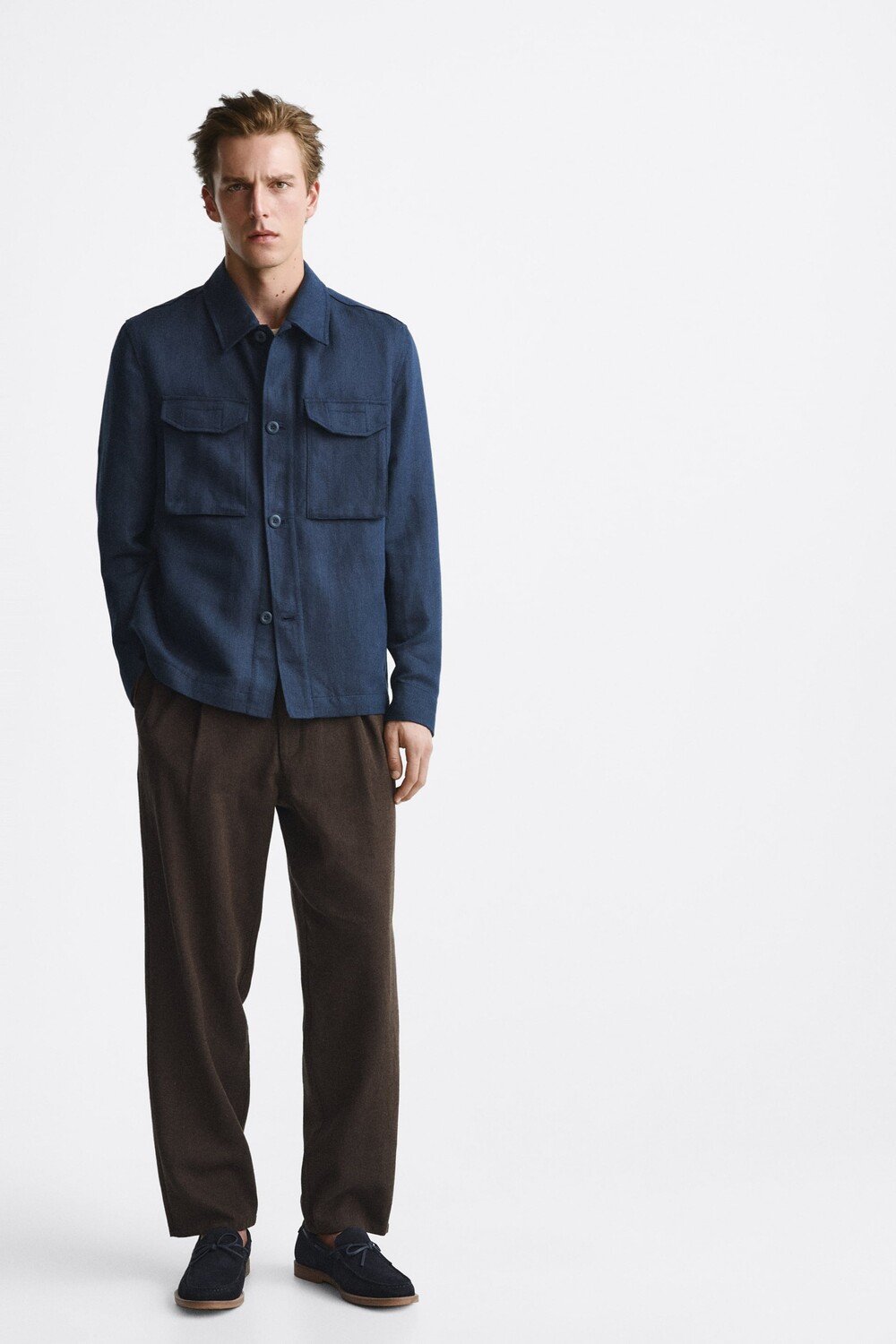 

Кожаные лоферы с бантом Zara, темно-синий