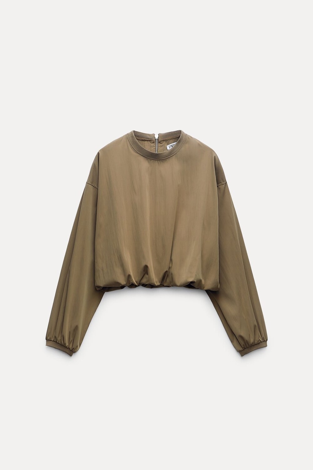 

Пышный топ в рубчик ZARA, хаки