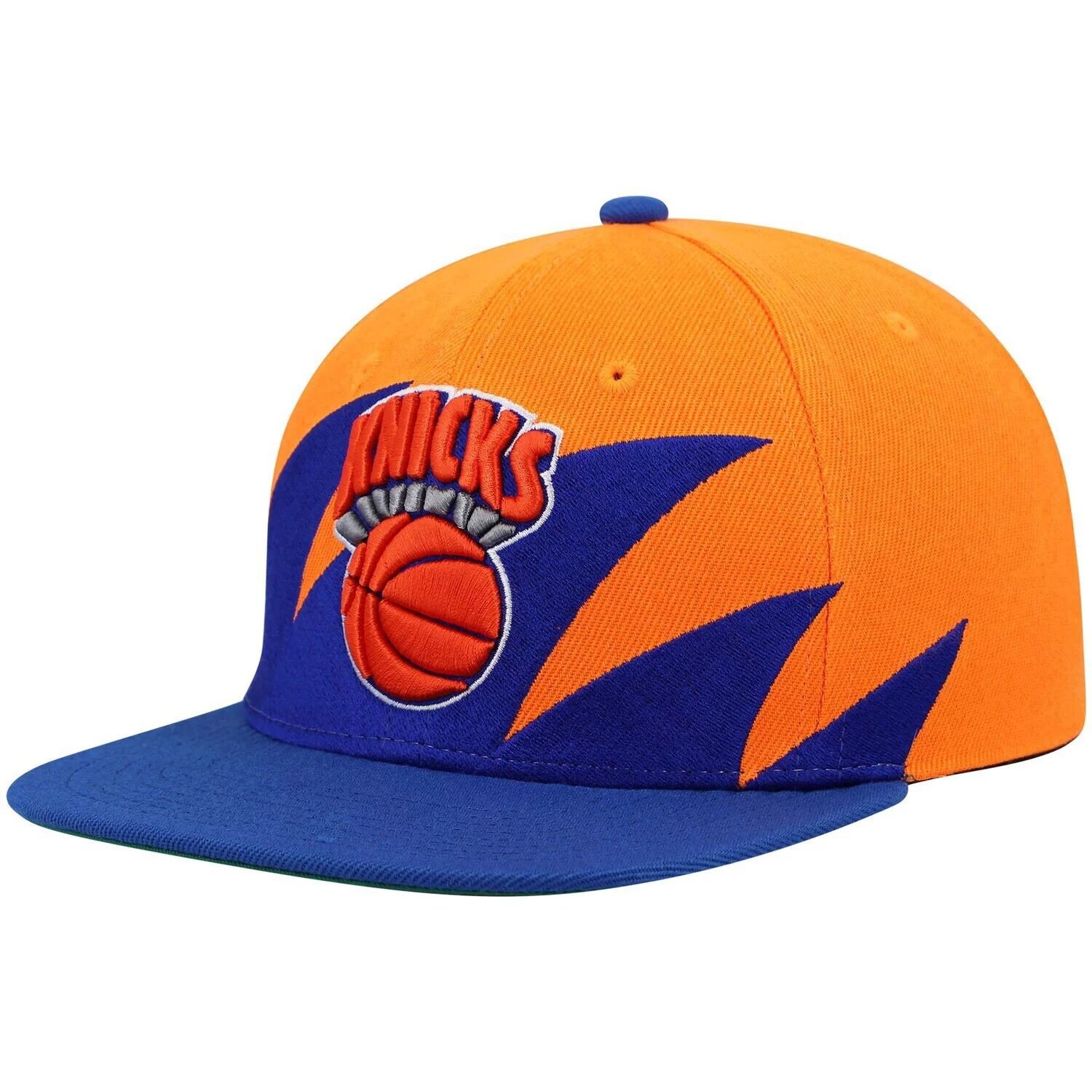 

Мужская кепка Mitchell & Ness оранжевого/синего цвета New York Knicks Hardwood Classics Sharktooth Snapback Hat