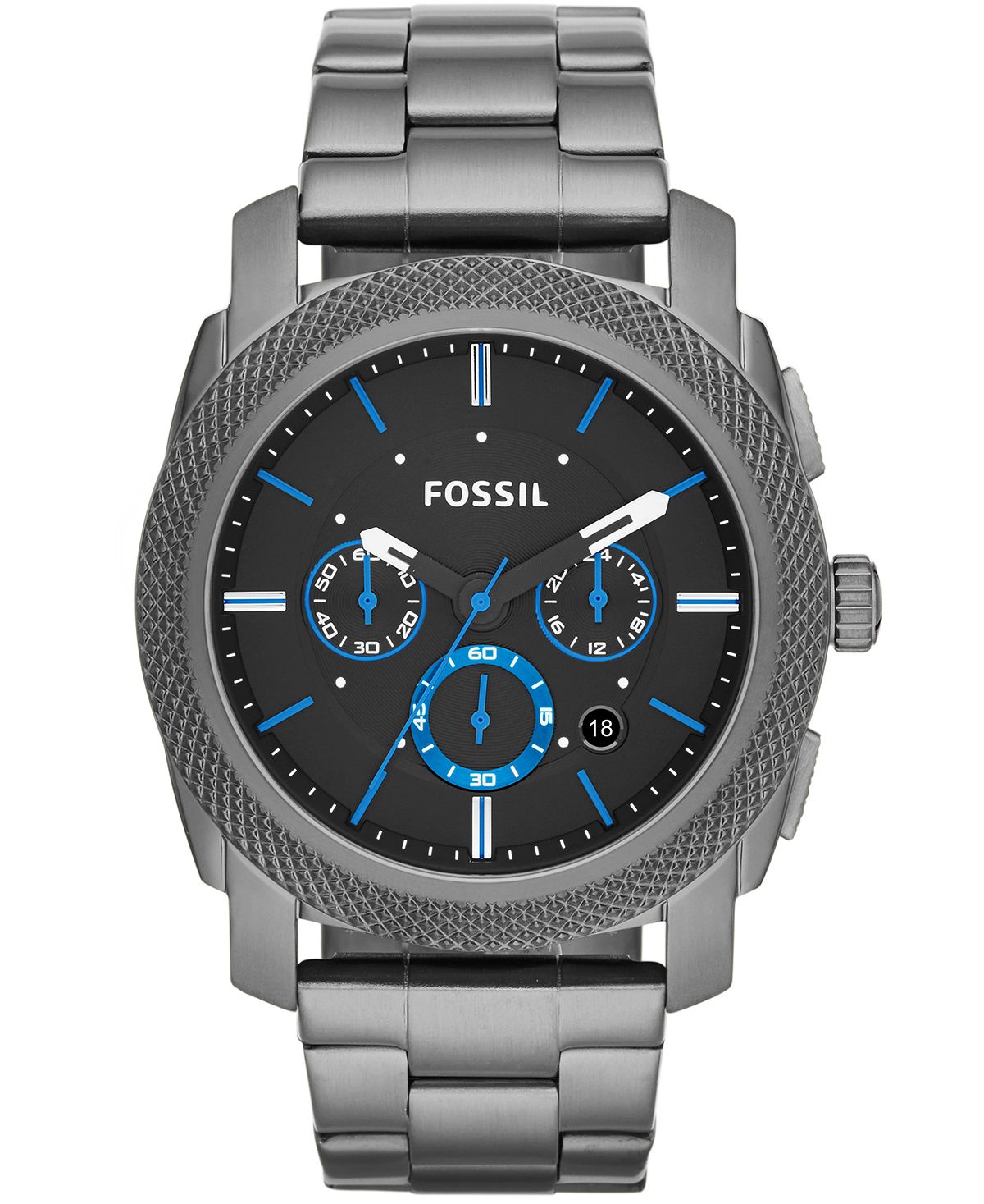 цена Мужские часы-хронограф с дымчатым браслетом из нержавеющей стали, 45 мм, FS4931 Fossil