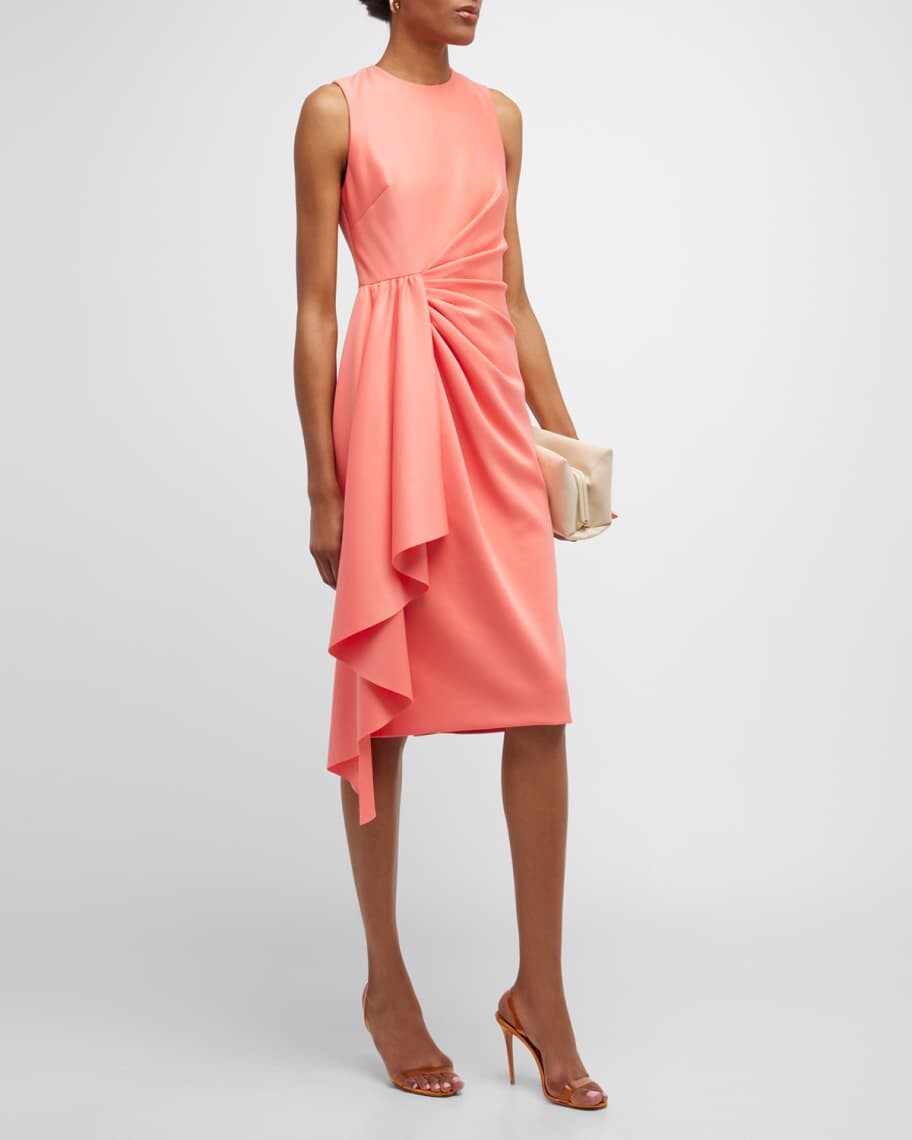 

Плиссированное платье миди без рукавов с драпировкой Badgley Mischka Collection