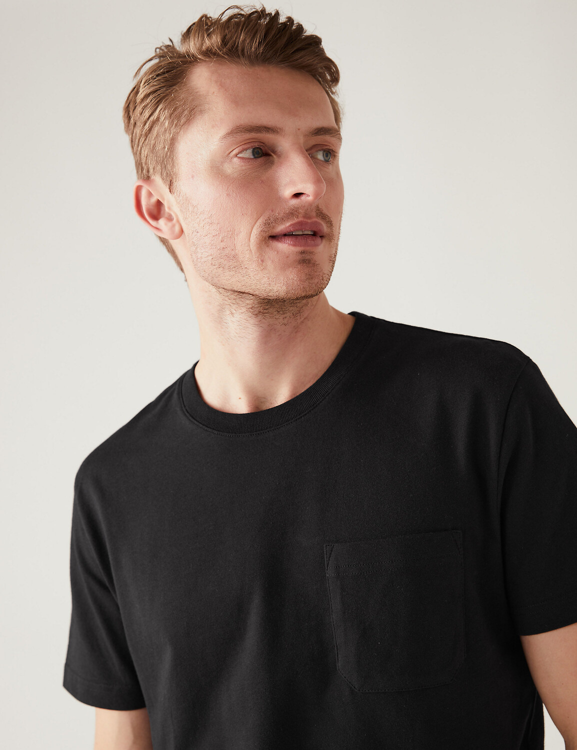 

Футболка из плотного хлопка из чистого хлопка Marks & Spencer, черный