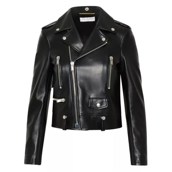 

Куртка leather motorcycle biker jacket Saint Laurent, черный