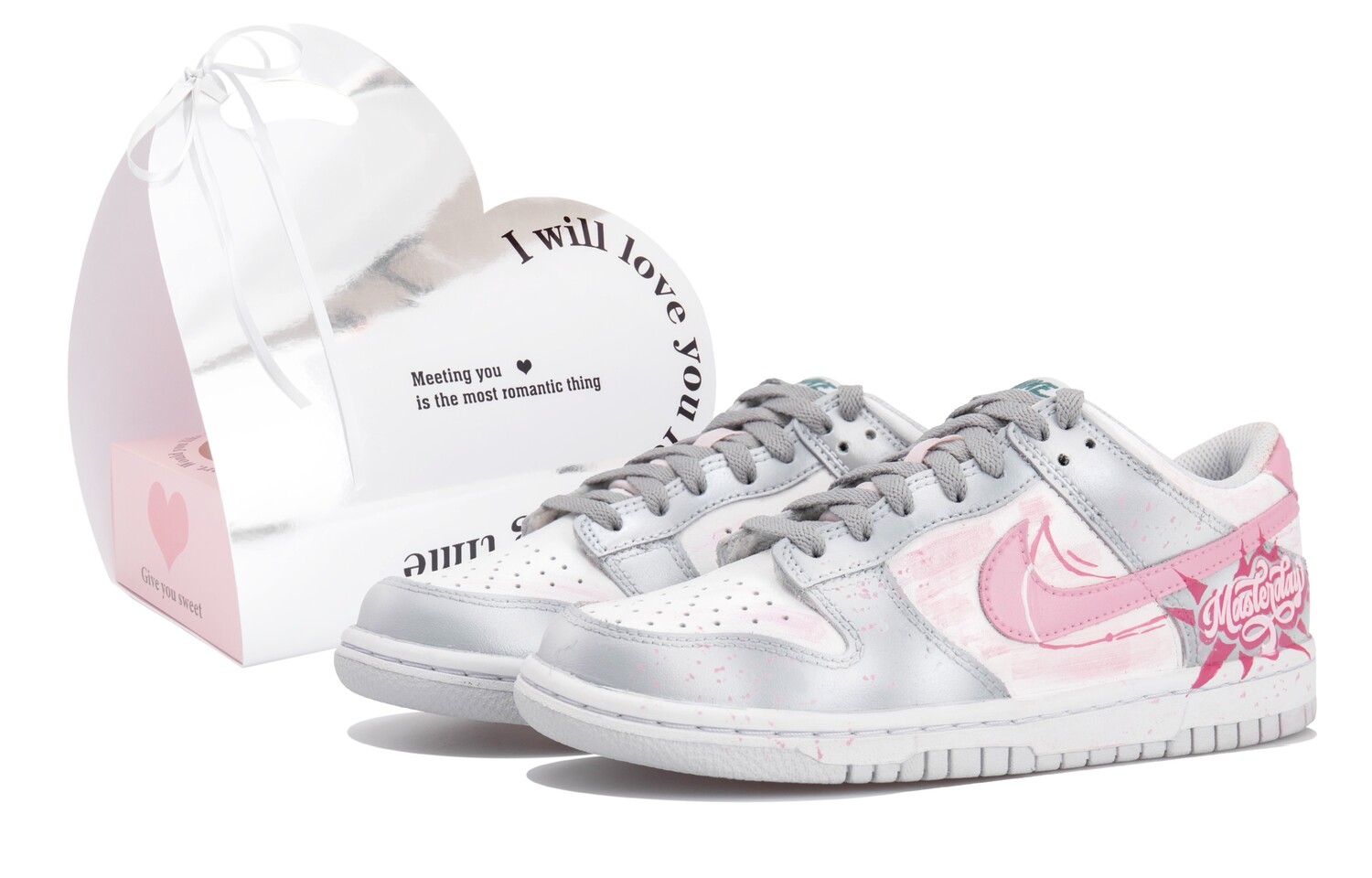 

Кроссовки Nike Dunk Skateboarding Shoes Women's Low-top White/grey/pink, белый/серый/розовый