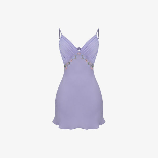 Платье мини christa из крепа и атласа с цветочной вышивкой House Of Cb, цвет lavender