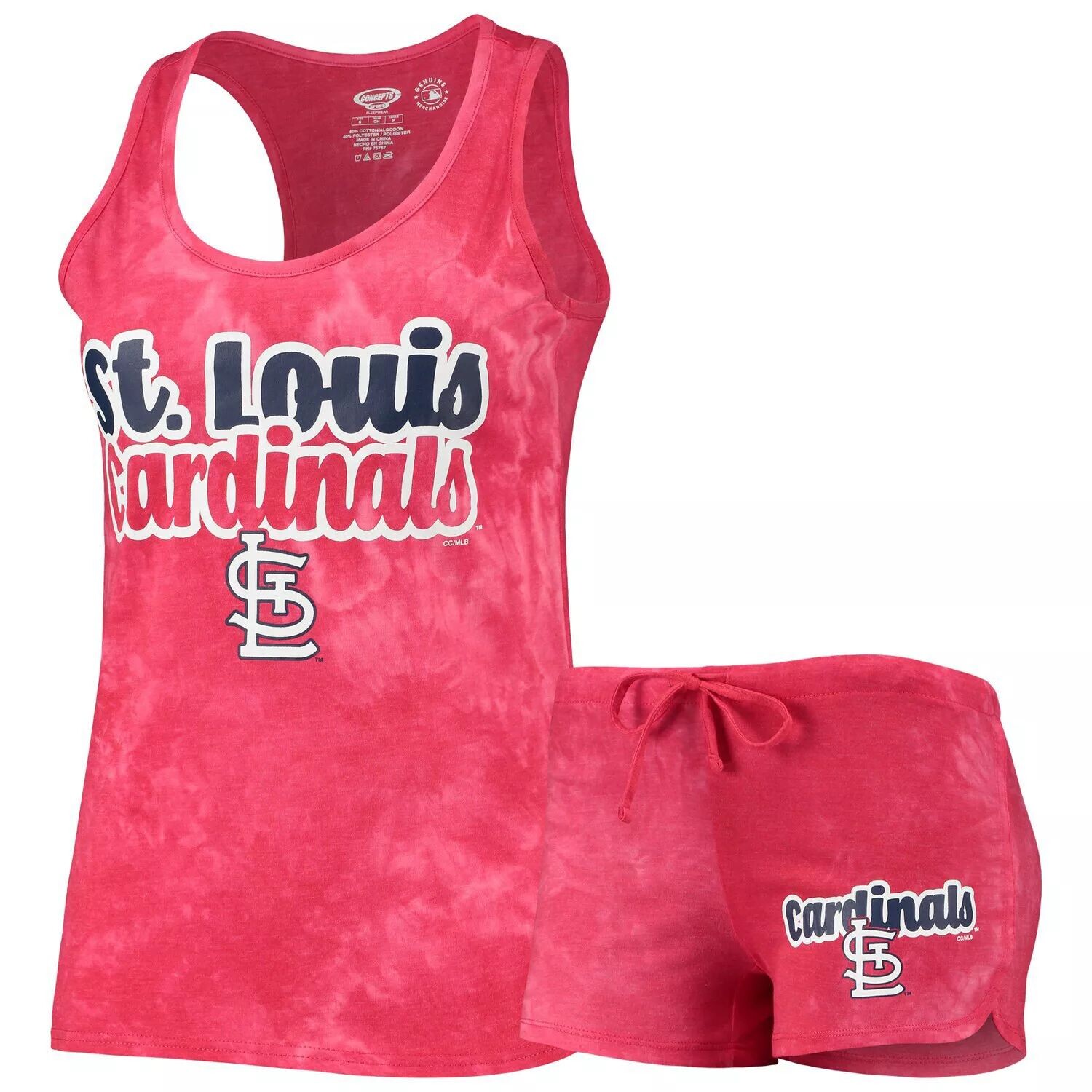 

Женский комплект Concepts Sport Red St. Louis Cardinals Billboard Racerback, комплект из майки и шорт