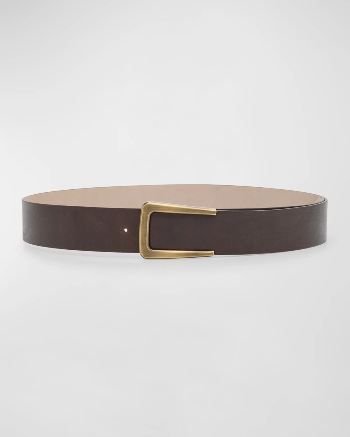 

Кожаный ремень с логотипом в винтажном стиле Brunello Cucinelli, цвет C8279 Dark Brown
