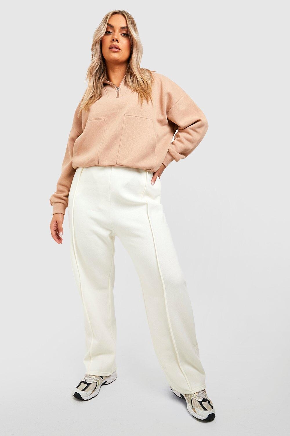 

Джоггеры plus с широкими ногими Boohoo, экру