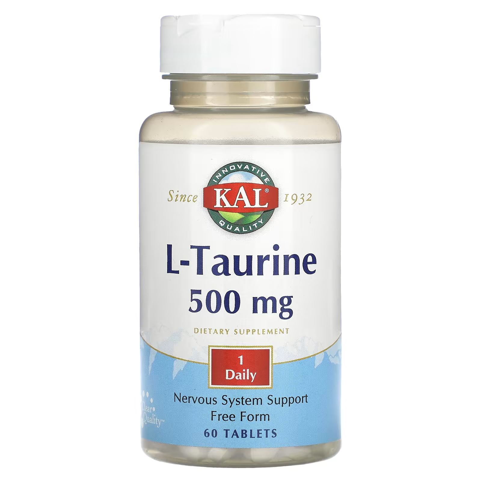 L-таурин KAL, 60 таблеток добавка для поддержки нервной системы life extension comfortmax 60 вегетарианских таблеток
