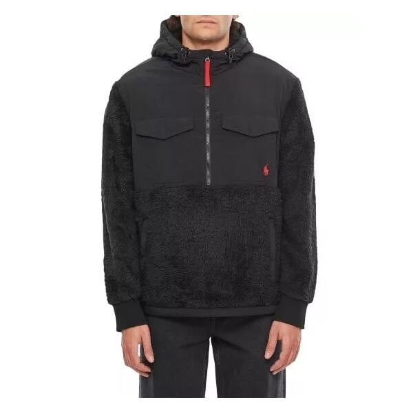 

Куртка mixed sherpa fleece half zip jacket Polo Ralph Lauren, черный