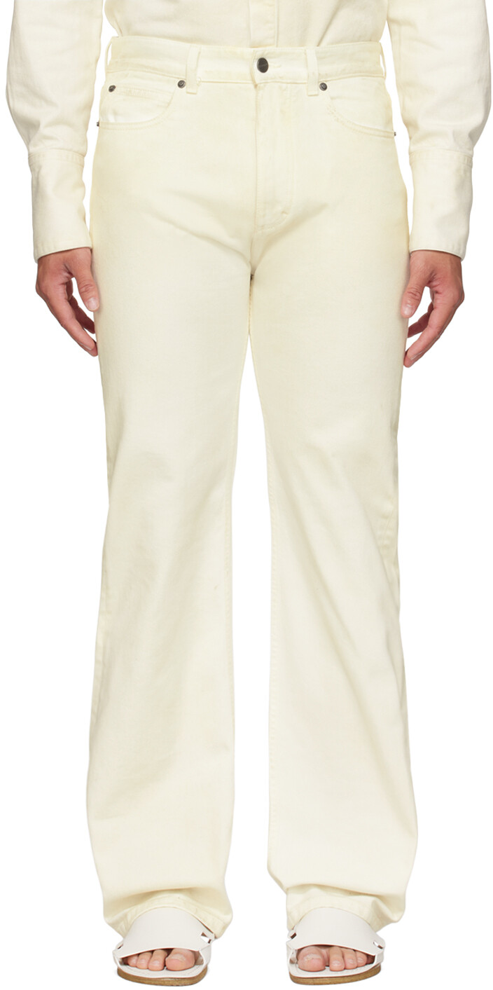 

Джинсы Off-White на молнии цвета экрю Ferragamo