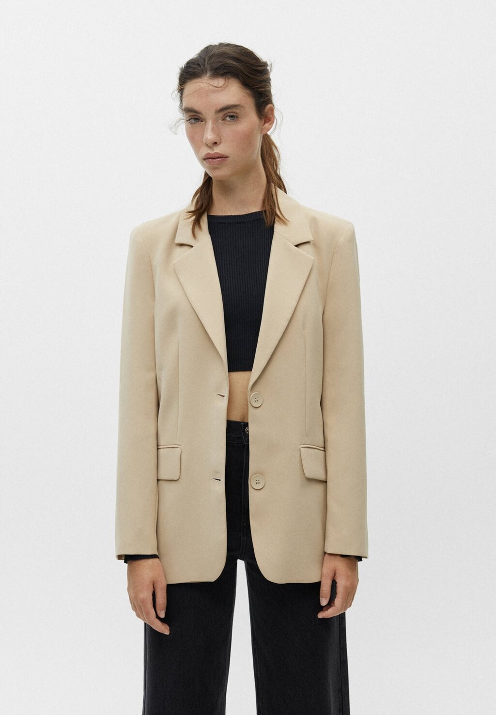 

Блейзер PULL&BEAR, бежевый