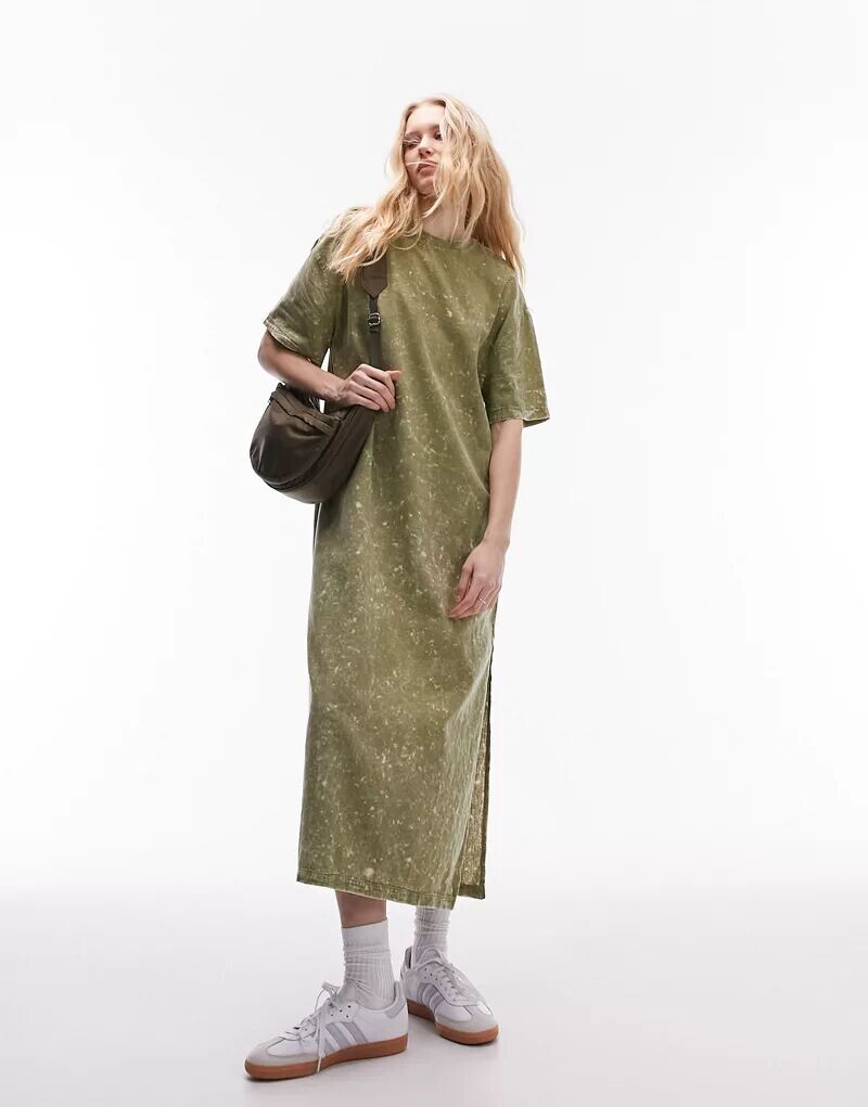 

Зеленое платье-футболка оверсайз Topshop