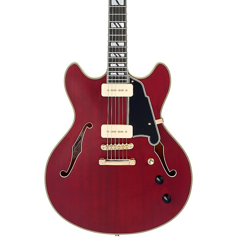 Электрогитара D'Angelico Deluxe DC Semi-Hollow Electric Guitar Satin Trans Wine