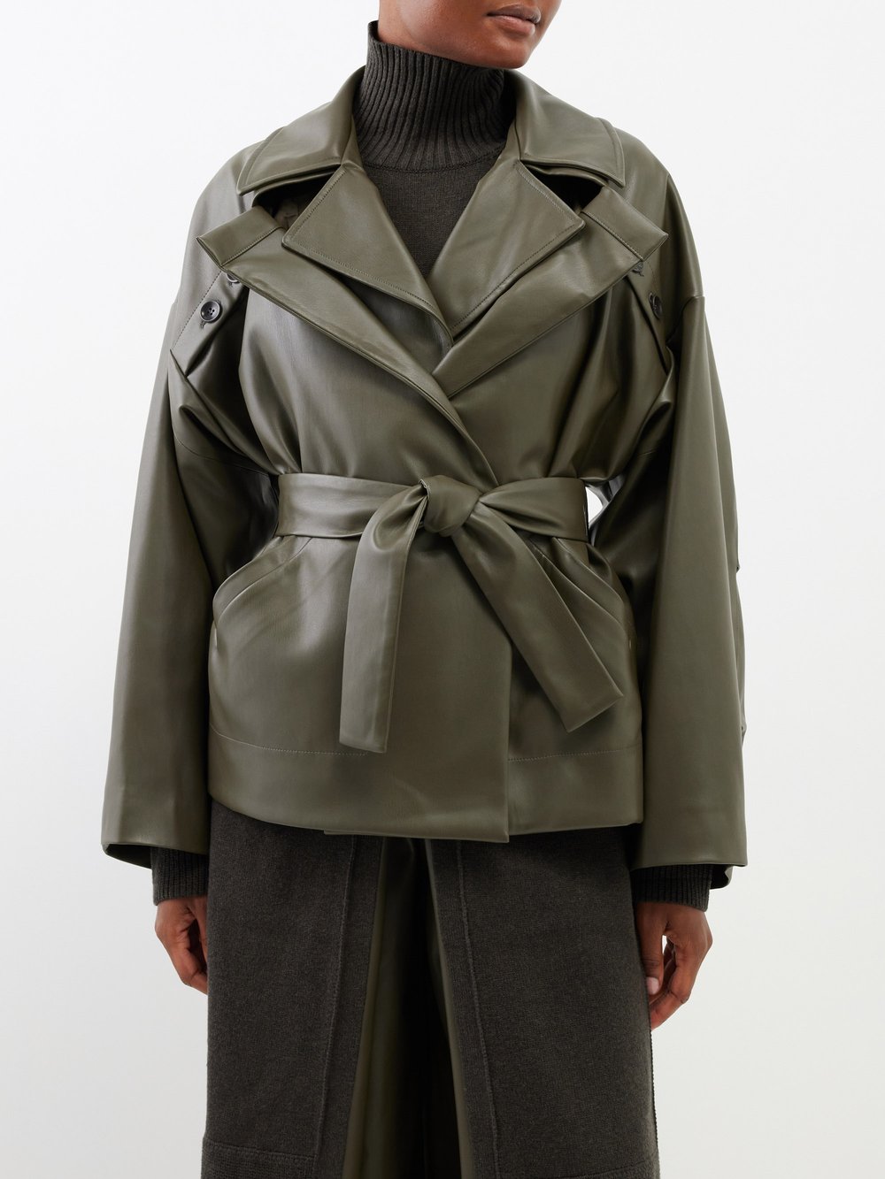 Куртка из искусственной кожи с многослойным воротником-трансформером Palmer//Harding, зеленый цена и фото