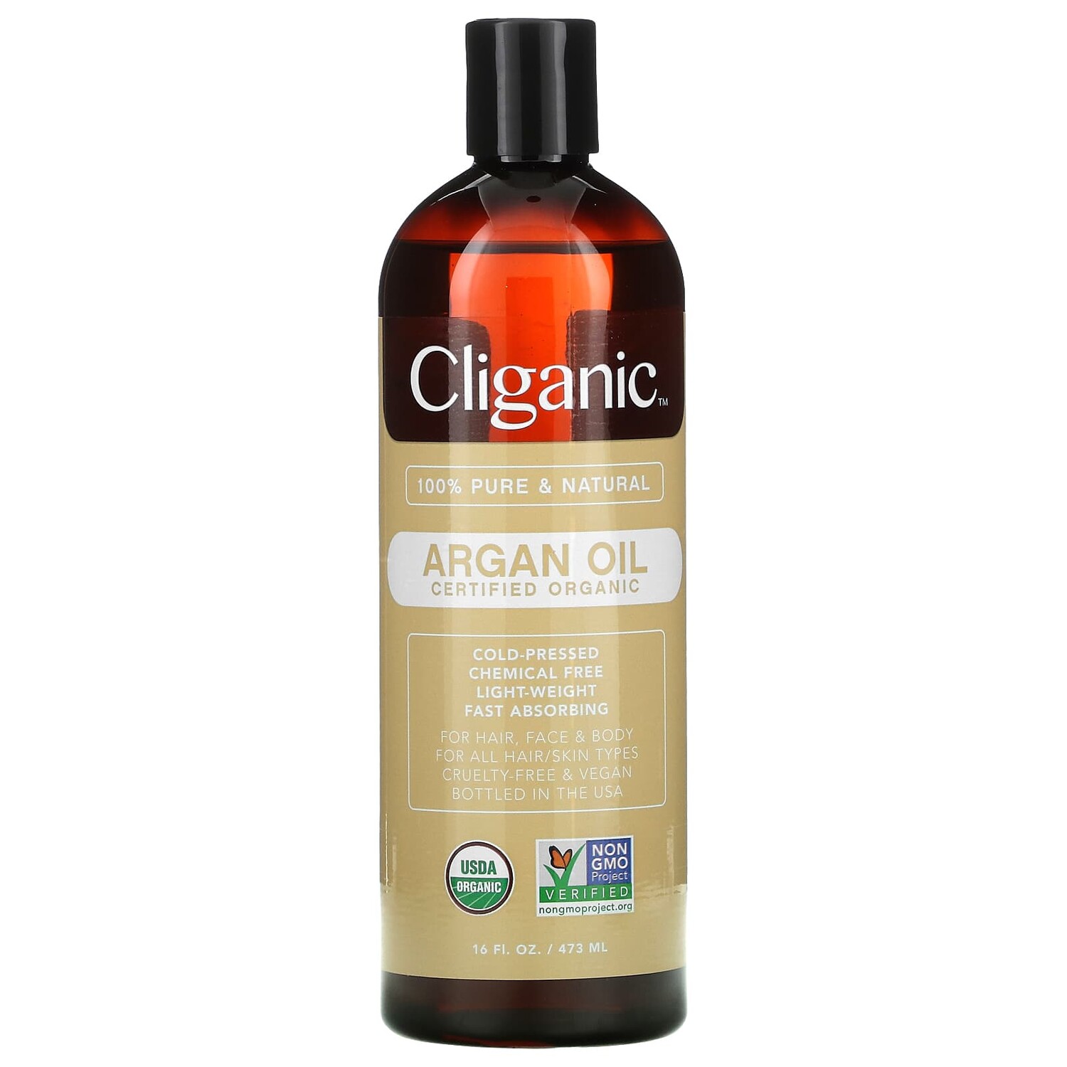 

Органическое аргановое масло, 473 мл (16 жидк. Унций), Cliganic