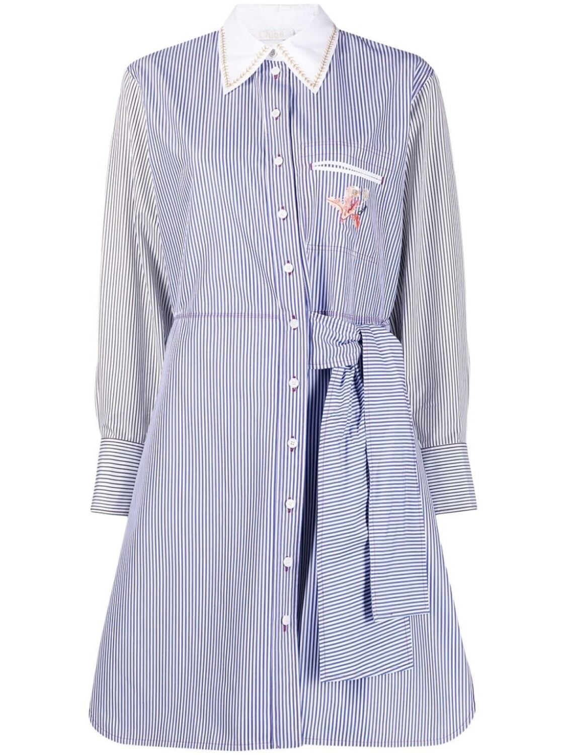

Chloé платье-рубашка в тонкую полоску, синий