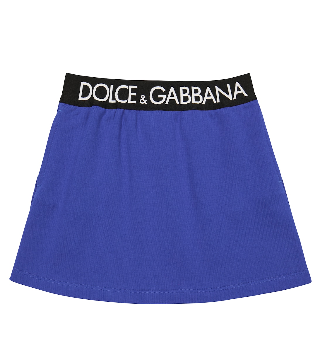Юбка из хлопкового джерси с логотипом Dolce&Gabbana, синий худи на молнии из хлопкового джерси с логотипом dolce