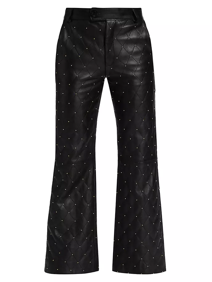 Стеганые кожаные брюки-клеш с заклепками Ernest W. Baker, цвет black gold цена и фото
