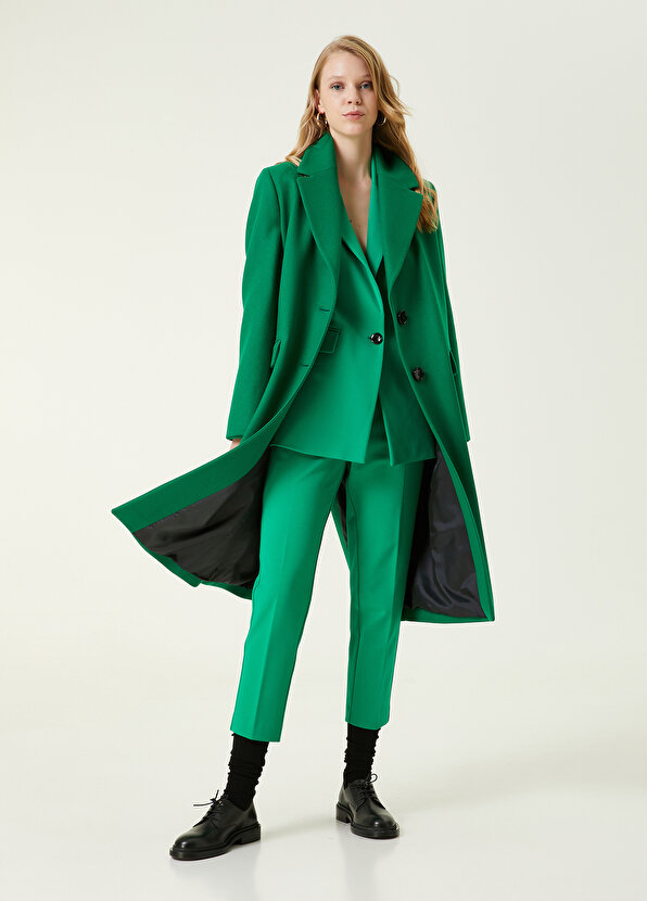Зеленые брюки-сигареты с полуэластичным поясом Beymen