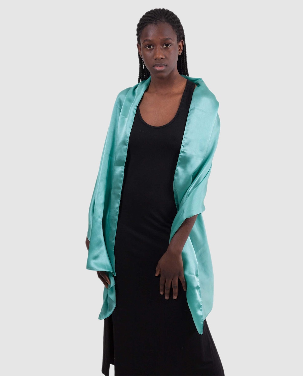 Зеленый женский шарф из натурального шелка MR Complements, зеленый женский дизайнерский шарф из натурального тутового шелкопряда 110 см