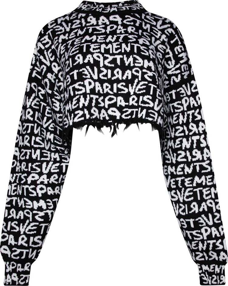 

Свитер Vetements Graffiti Monogram Cropped 'Black/White', черный
